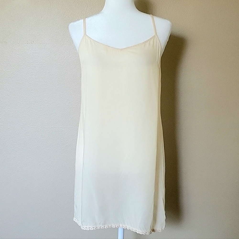 Anthropologie Womens Cream Sheer Slip Dress - Size 4